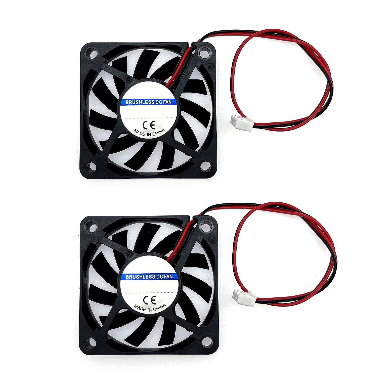 JZK 60 x 60 x 10 mm 2pin DC 12V Mini Silent Cooling Fan With Wires - 6010 Small Quiet 6cm Miniature Brushless DC Fan for 3D Printers and Heatsinks