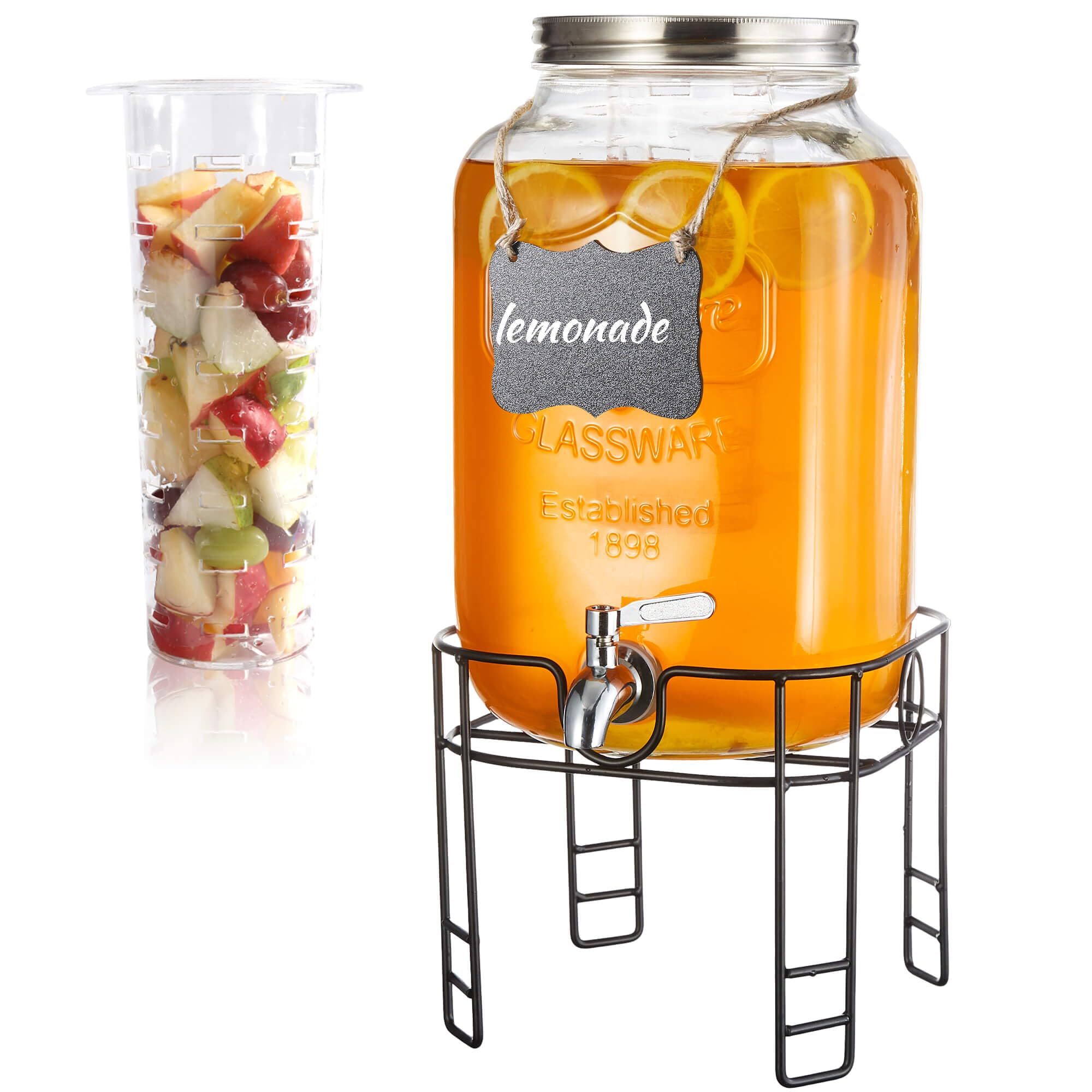 Photo 1 of 2 Gallon Drink Dispensers for Parties, Beverage Dispensers with Stand, Glass Water Jug Dispenser, with 18/8 Stainless Steel Spigot, Great for Party, Wedding, Picnic, BBQ
