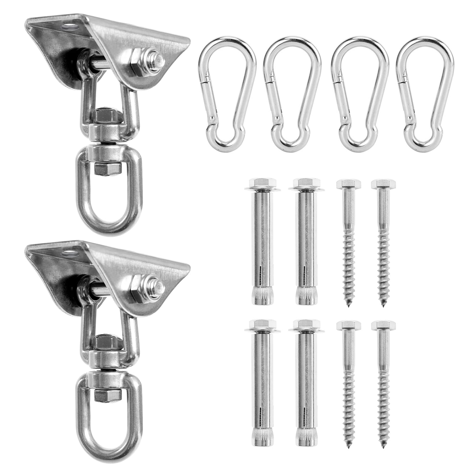 JUNGLE WELL Heavy Duty Swing Hangers 500kg Capacity, 360 Swivel Stainless Steel Swing Hooks, Hardware for Concrete, Wooden Sets, Hammock Chair, Playground Equipment, Heavy Bag (2 Sets)