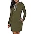 BIUBIU BUIBIU Women's Long Sleeve Cotton Slim Fit Midi Hoodie Dress With Pocket S-5XL