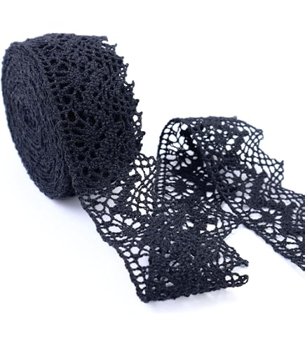 20-Pack Floral Lace Appliques - Black Flower Feather Leaf Trim For Sewing Crafts