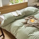 Sage Green Gingham Weighted Blanket Cover 48"x72", Soft Pre-Washed Microfiber Plaid Checked Duvet Cover for Weighted Blanket (Sage Green Gingham, 48"x72")