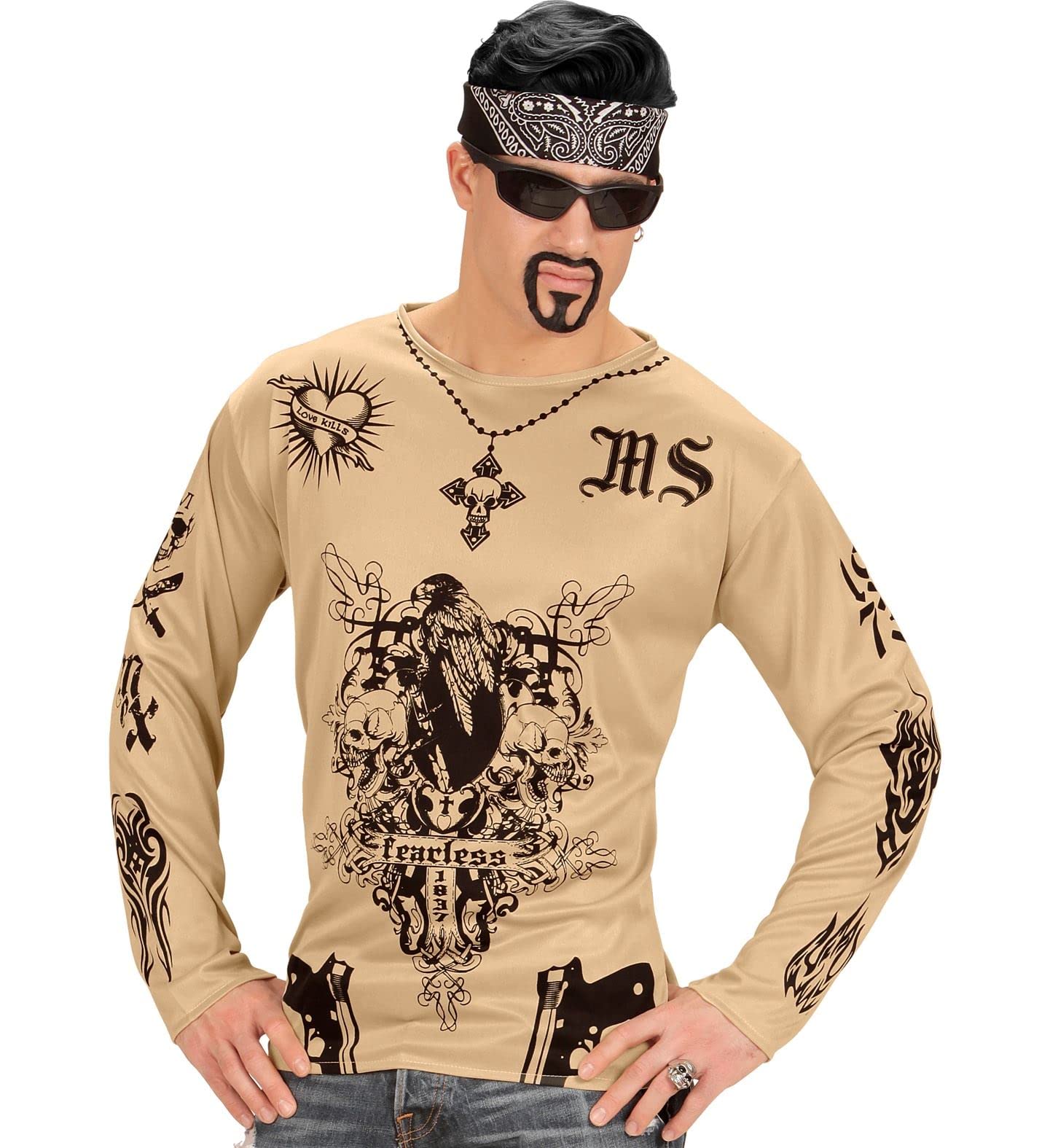 Widmann Tattoo Shirt Unisex Costume Fancy Dress Extra Large for Fancy dress Costume