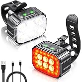 Bike Lights, Oldowl USB-C Rechargeable Bike Light Set, Super Bright 6 LED Bike Headlight with Spot & Flood Beam, IP65 Waterpr