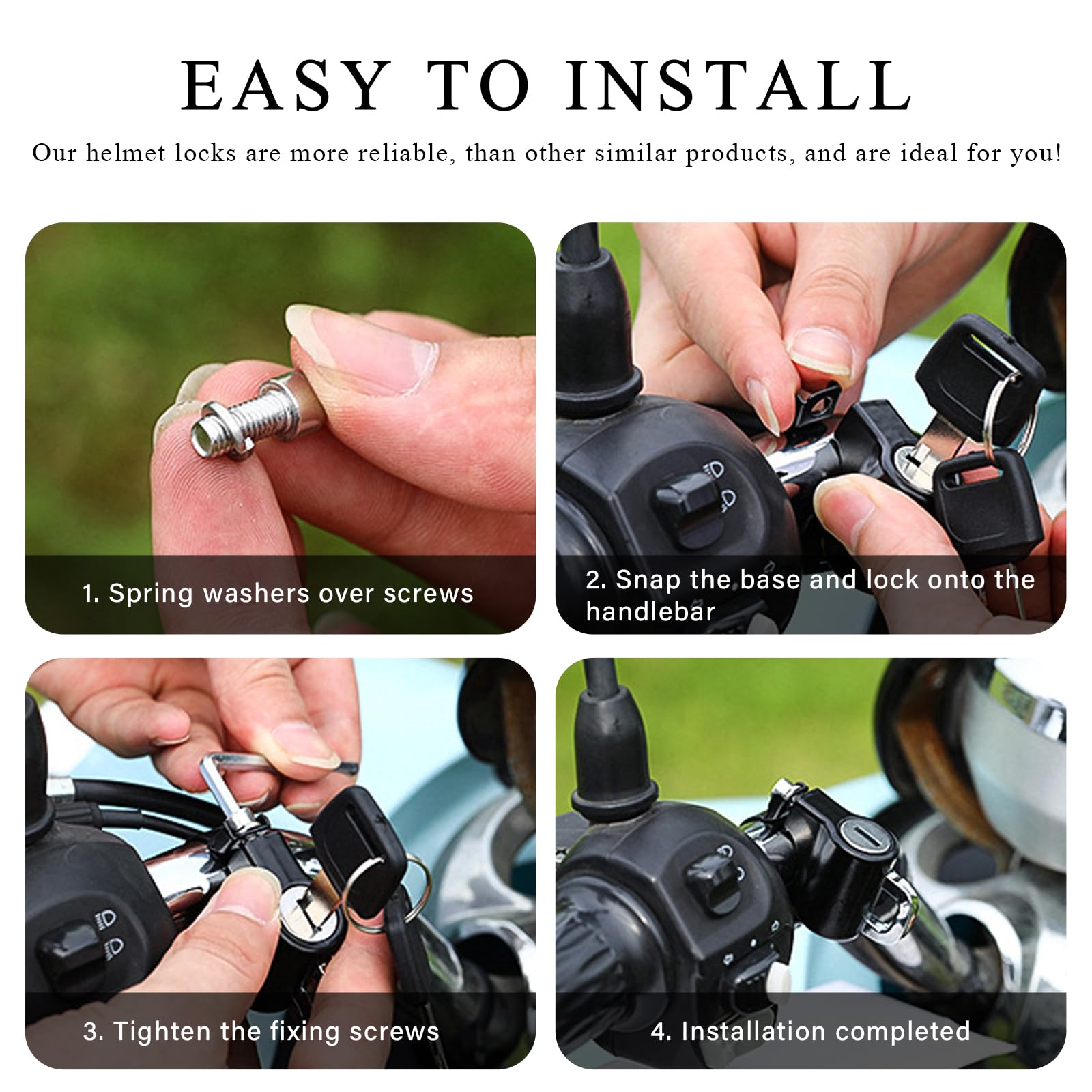 Motorcycle Helmet Lock Anti-Theft, Metal Helmet Safety Lock with 2 Keys, Tamper-Proof Helmet Security Lock Fit for Motorbike Scooter Street Bike, Motorcycle Accessories (Black)