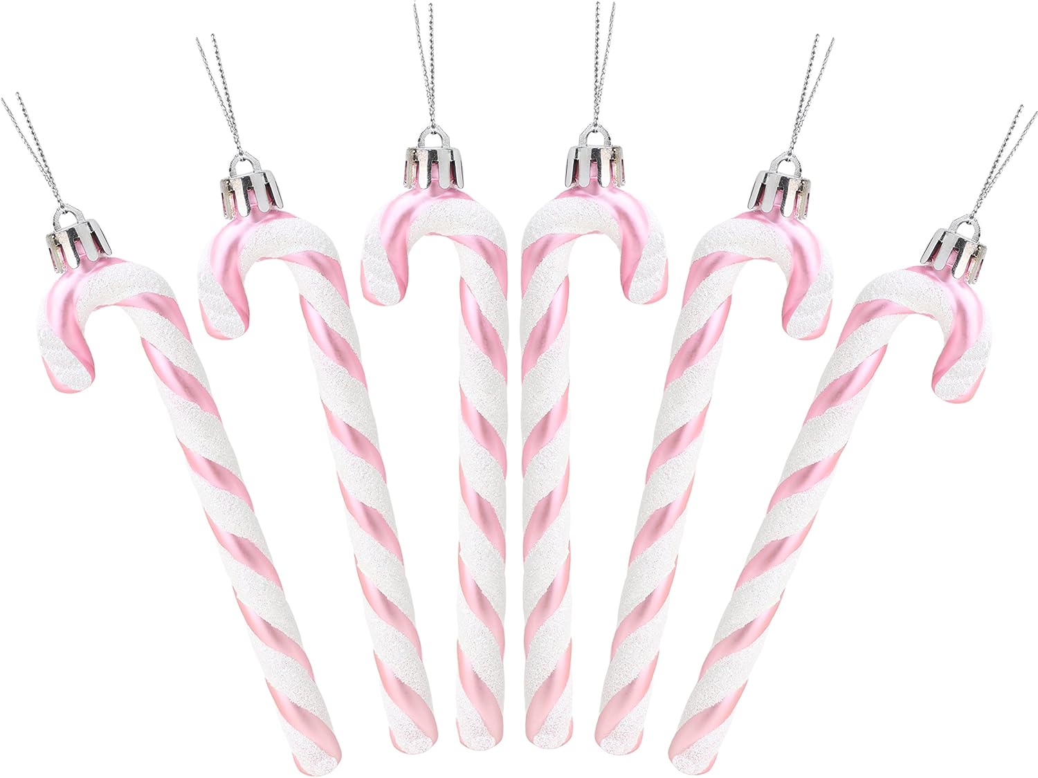Ornaments - Christmas Concepts® Pack of 6-13cm Glitter Candy Cane Christmas Tree Decorations/Ornaments (Baby Pink)