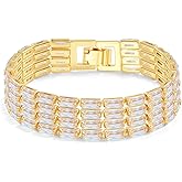 Elfgrass 14K Gold Plated Women’s Tennis Bracelet – Sleek CZ Line Bracelet, Fits 6.0"–7.2" Wrist – Sparkly Everyday Jewelry Gift, Contemporary Tennis Bracelets for Women