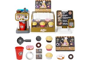 ARK MIIDO Toy Cash Register for Kids Play Cash Register Toys with Play Store Coffee Machine Playset Dessert Kitchen Pretend Play Set Shopping Cashier Play Kitchen Gifts for Girls Boys Kids Ages 3+