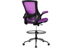 Misolant Tall Office Chair, Drafting Chair for Standing Desk, High Office Chair with Adjustable Lumbar Support, Flip-up Arm and Footrest Ring, Tall Drafting Chair for Bar Height Desk