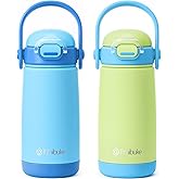 Fimibuke Kids Insulated Water Bottle with Straw Lid & Handle - 14oz BPA FREE 18/8 Stainless Steel Metal Tumbler Leak Proof Double Wall Vacuum Kids Cup Toddler Water Bottle for School Boys Girls