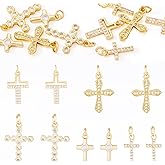 Boutigem 18K Gold Plated Charms Assorted Micro Pave Cubic Zirconia Charms with Jump Ring for DIY Crafts Earring Necklace Bracelet Jewelry Making