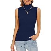 Biffxeu Sleeveless Turtlenecks Tops for Women Lightweight Knit Sleeveless Vest Stretchy Turtleneck