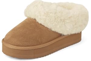 The Children's Place girls Girls Indoor/Outdoor Comfy Slip on Platform Shoes, Faux Fur Lined