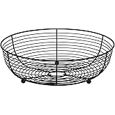 IBWell® Black Fruit Bowl for Kichen Countertop, Round Wire Fruits Breads Vegetables Snacks Canddy Basket - 11.5"x3.4"(DxH)