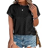Eytino Women Plus Size Tops Short Sleeve Crewneck Casual Loose Summer Blouse Shirts(1X-5X)