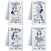 CUTHOLLOW Housewife Baking Decorative Kitchen Towels Set of 4, 15.74"x23.62" Soft & Absorbent Microfiber Dish Towel for Tea Coffee Bar Home, Best Gift for Housewarming Christmas Thanksgiving Birthday
