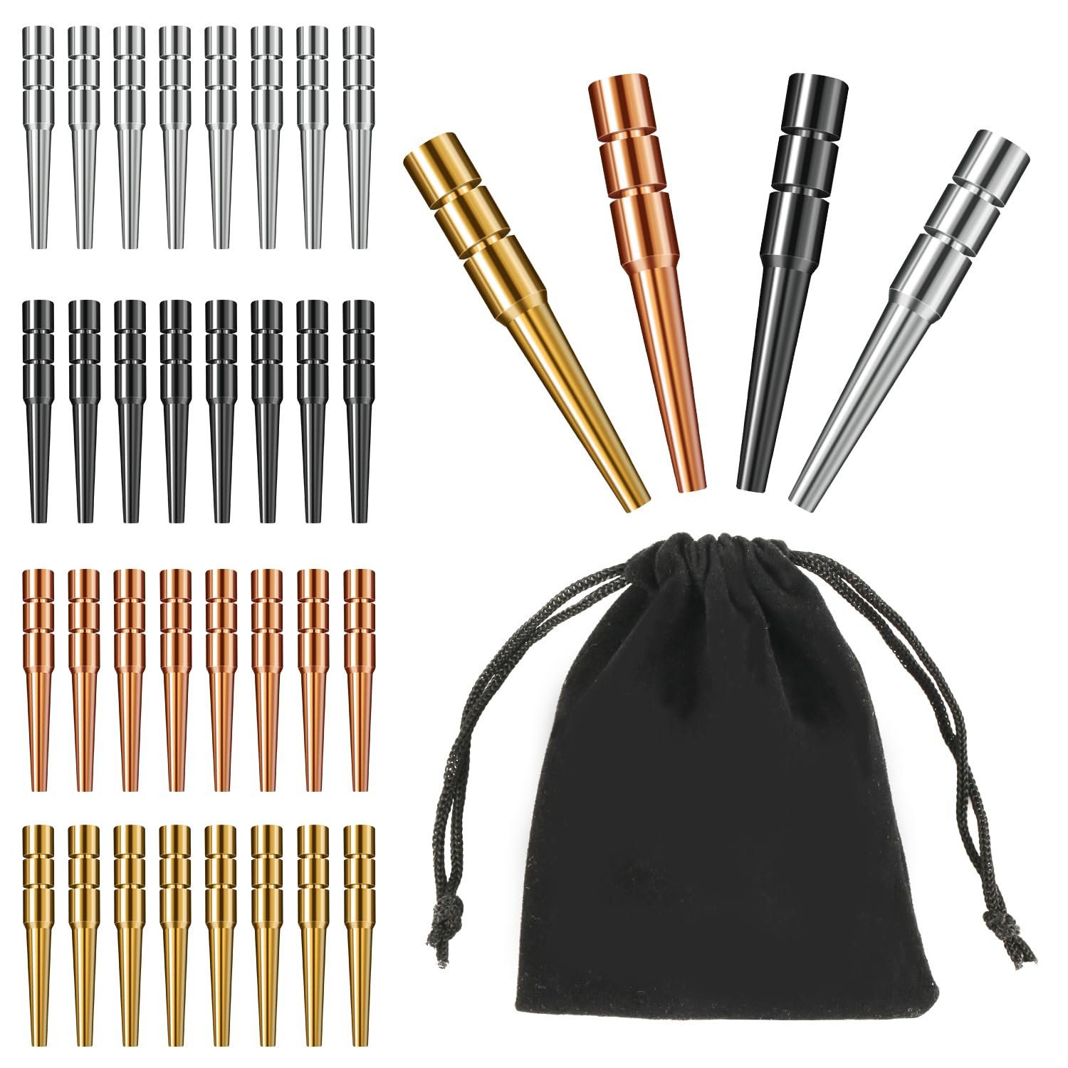 32pcs Cribbage Board Pegs, Metal Cribbage Pegs Fit 1/8 Holes Traditional Cribbage Board Brass Pins with Tapered Design Unique Cribbage Board Game Accessories (4 Colors)