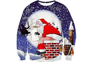 ACOCOPY Men Ugly Christmas Sweater Women Funny 3D Printed Xmas Sweatshirt Pullovers for New Year