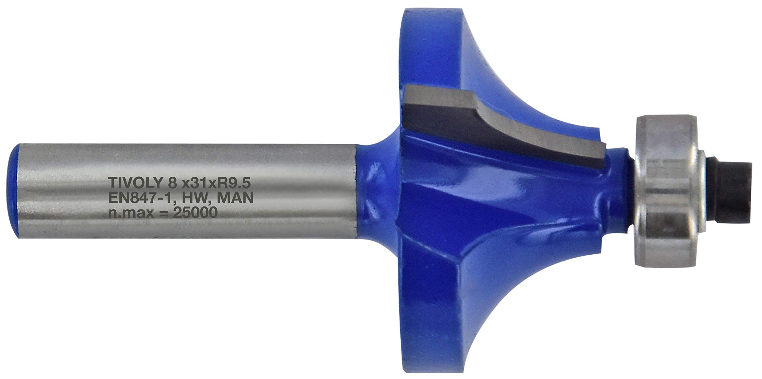 Tivoly XT60642067812 Router Bit 1/4 Round + Guide Diameter 38 mm, Blue