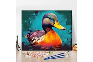 TUMOVO Duckling Paint by Number for Adults Animals Paint Kits for Adults with Brushes Abstract Acrylic Oil Painting by Numbers for Adults Canvas Gifts Art Crafts 16"x20"(Frameless)