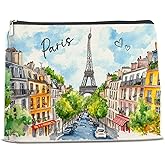 Xxoace Paris Travel Gift Cosmetic Bag,City Travel Makeup Bag for Purse,Watercolor Paris Souvenirs Gifts,Trip Favors for Traveller Travelling Lovers