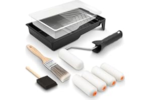 DIYSELF Paint Roller Kit - Foam Paint Roller 4 inch, Small Roller Paint Brush, Mini Rollers for Painting, Walls, Cabinets, Doors, House Painting Supplies, Professional Paint Roller Tray Set (10 Pack)