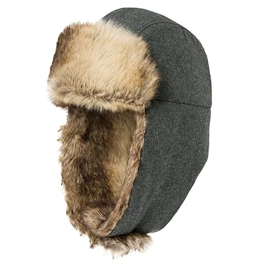 SIGGI Winter Fliegermütze Winter Trappermütze Fellmütze mit Kunstfell Herren
