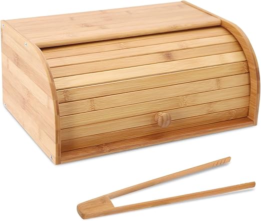 Amazon Com Bamboo Bread Box Countertop Bread Storage Bread Box