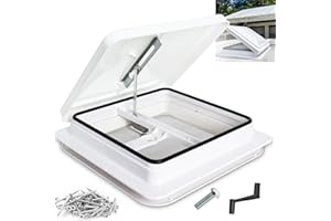 14" x 14" RV Roof Vent- Fits Camper Trailer Vans, Motorhome - Universal White Lid Roof Vent(Including 30 screws)