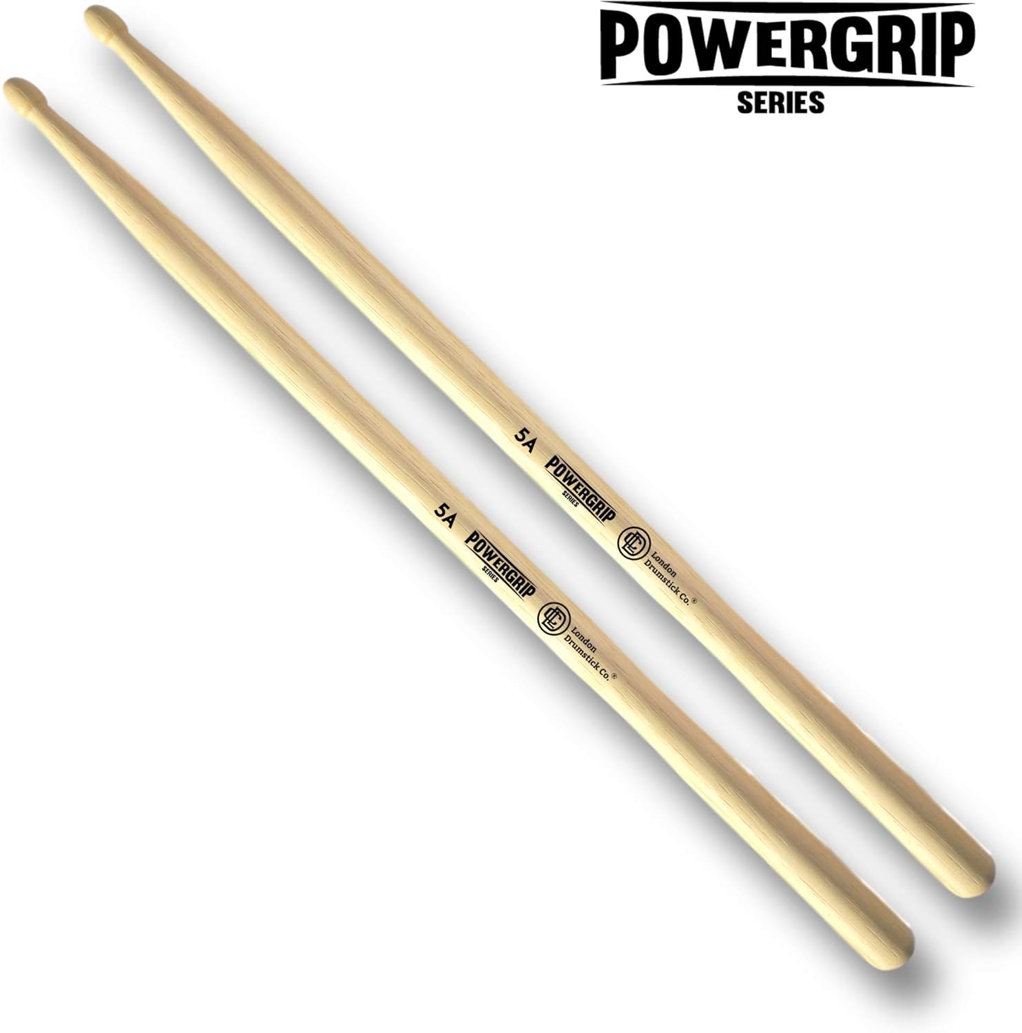 London Drumstick Company PowerGrip Series Hickory 5A Drumsticks, Grip