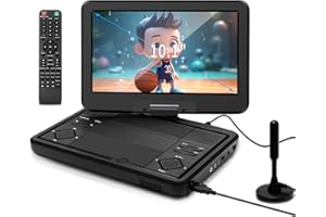 Feihe 12.5" Portable TV/DVD Player - 10.1" HD Swivel Screen, Digital Tuner/HDMI/USB/AV, Built-in Battery, High Volume Speakers - Perfect for Car/Travel
