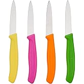 Victorinox 1 4-Piece Set of 3.25 Inch Swiss Classic Paring Knives with Straight Edge, Spear Point, 3.25", Pink/Green/Yellow/O