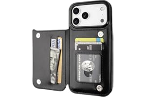 OT ONETOP ONETOP Compatible with iPhone 17 Pro Max Wallet Case with Card Holder, PU Leather Kickstand Card Slots Case, Double Magnetic Clasp and Durable Shockproof Cover 6.9 Inch (Black)