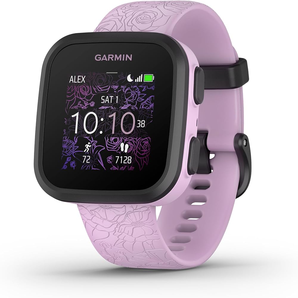 Garmin Bounce Kids Smartwatch Lilac Floral Location Tracking Voice Text