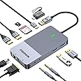 QGeeM USB 3.0 Laptop Docking Station, Triple Display USB Hub Hdmi Splitter Extender Dual Monitor,USB Dock with 2 HDMI, VGA, USB 3.0, Card Reder Compatible for MacBook M1 M2 M3 M4 Dell HP Lenovo Mac OS