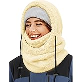 AURUZA Balaclava Face Mask for Men Women Winter Hat Neck Windproof Fleece Ski Mask Warm Face Cover Scarf (US, Alpha, Large, Plush Beige)