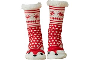 Royal Hong Beauty Fuzzy Slipper Socks for Kids Girls Women with Grippers Non Slip，Kids Warm Fuzzy Christmas Slipper Socks