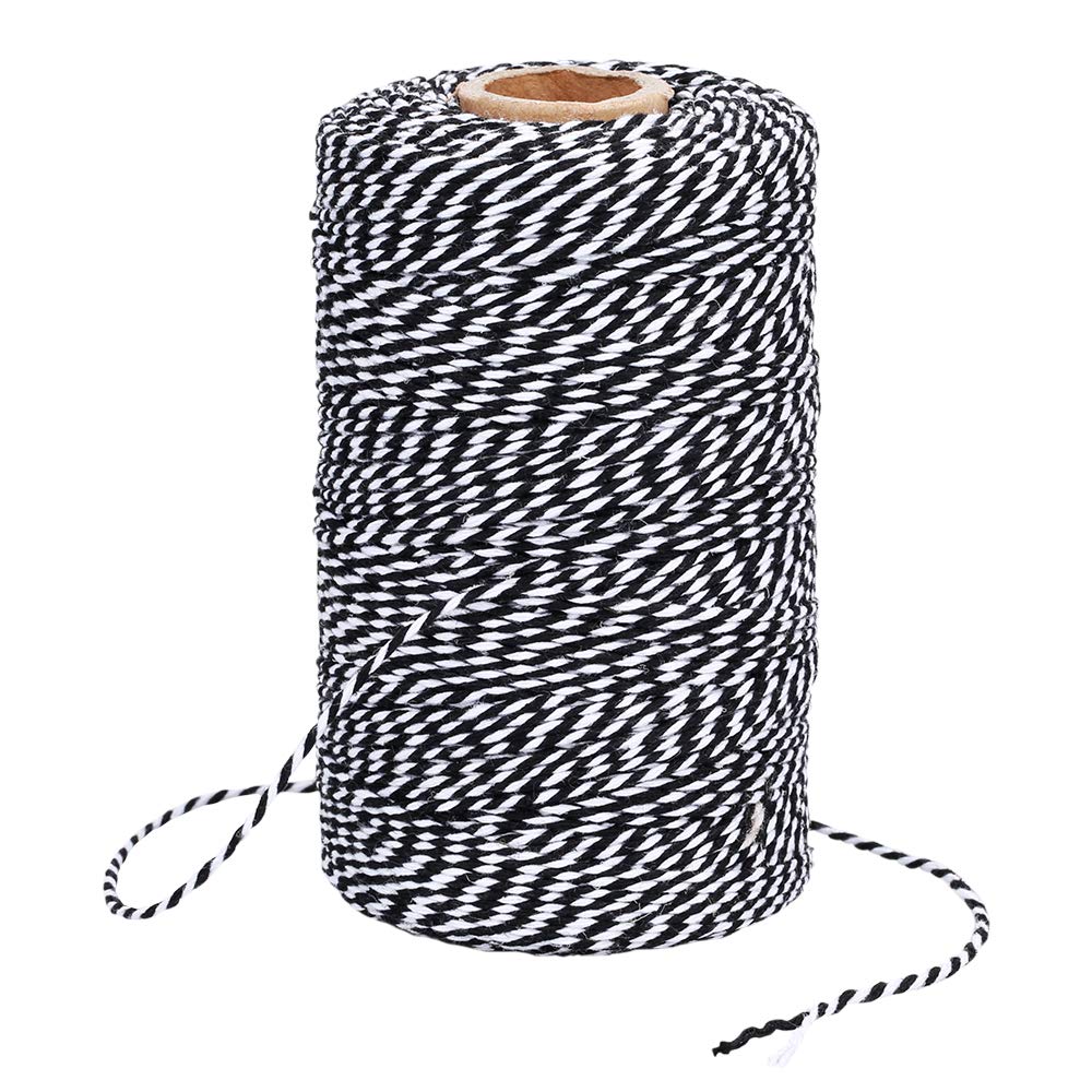 jijAcraft 200M Black and White String: 2mm Cotton Bakers Twine, Durable Cotton Garden Thread Twine, Butchers String for DIY Crafts Gift Wrapping Gardening Christmas Decoration