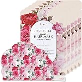 Koelf Rose Petal Satin Hair Mask (5 Caps) - Nourishing &amp; Moisturizing Cap Mask for Soft, Silky Hair, Rose Scented Hair Mask with Peptides, Collagen &amp; Argan Oil