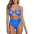 SHERRYLO Sheer One Piece Swimsuit for Women See Thru Bodysuit Monokini Sexy Mesh Thong Teddy Swimsuits One-Piece Micro Bikini