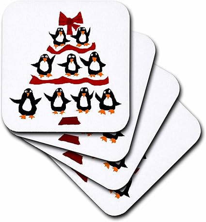 Amazon 3drose All Smilesアートクリスマス 面白いペンギン レッドリボンクリスマスツリーアート コースター Set Of 4 Ceramic レッド Cst 2330 3 3drose コースター 通販