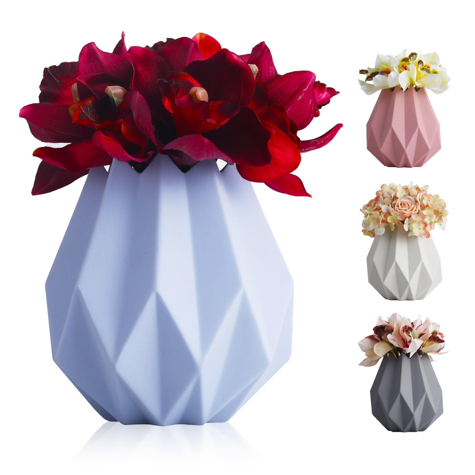 Blessings Decor Ceramic Flower Pots Indoor Plant Pots Small Flower Pots ceramic modern vase (Blue)