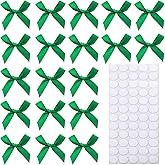 Hgzgch 60pcs 1.7" Mini Green Ribbon Bows Decor – Small DIY Satin Bows for Crafts, Little Bows for Gift Wrapping, Tiny Bow Stickers for Note Card Bow Baby Shower Cake and Candle Decorations