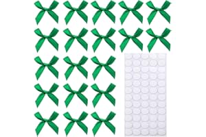 Hgzgch 60pcs 1.7" Mini Green Ribbon Bows Decor – Small DIY Satin Bows for Crafts, Little Bows for Gift Wrapping, Tiny Bow Stickers for Note Card Bow Baby Shower Cake and Candle Decorations