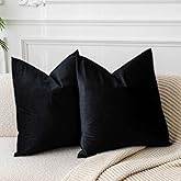 JUSPURBET Black Throw Pillow Covers 20x20 inch Set of 2 Decorative Velvet Pillow Covers for Couch Sofa Bed Soft Cushion Covers Cases with Invisible Zipper for Living Room Home Decor