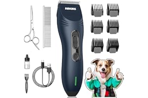 AIBORS Dog Clippers for Grooming, Dog Shaver Clippers Kit Low Noise, Rechargeable Cordless Electric Trimmer Quiet Hair Clippers Set for Dogs Cats Pets