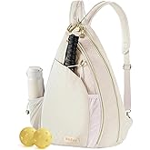 VELADAY Pickleball Bag for Women Chic Quilted Sling Bag, Fits 2 Paddles, Lightweight Weatherpoorf for Court & Daily Use, Beige