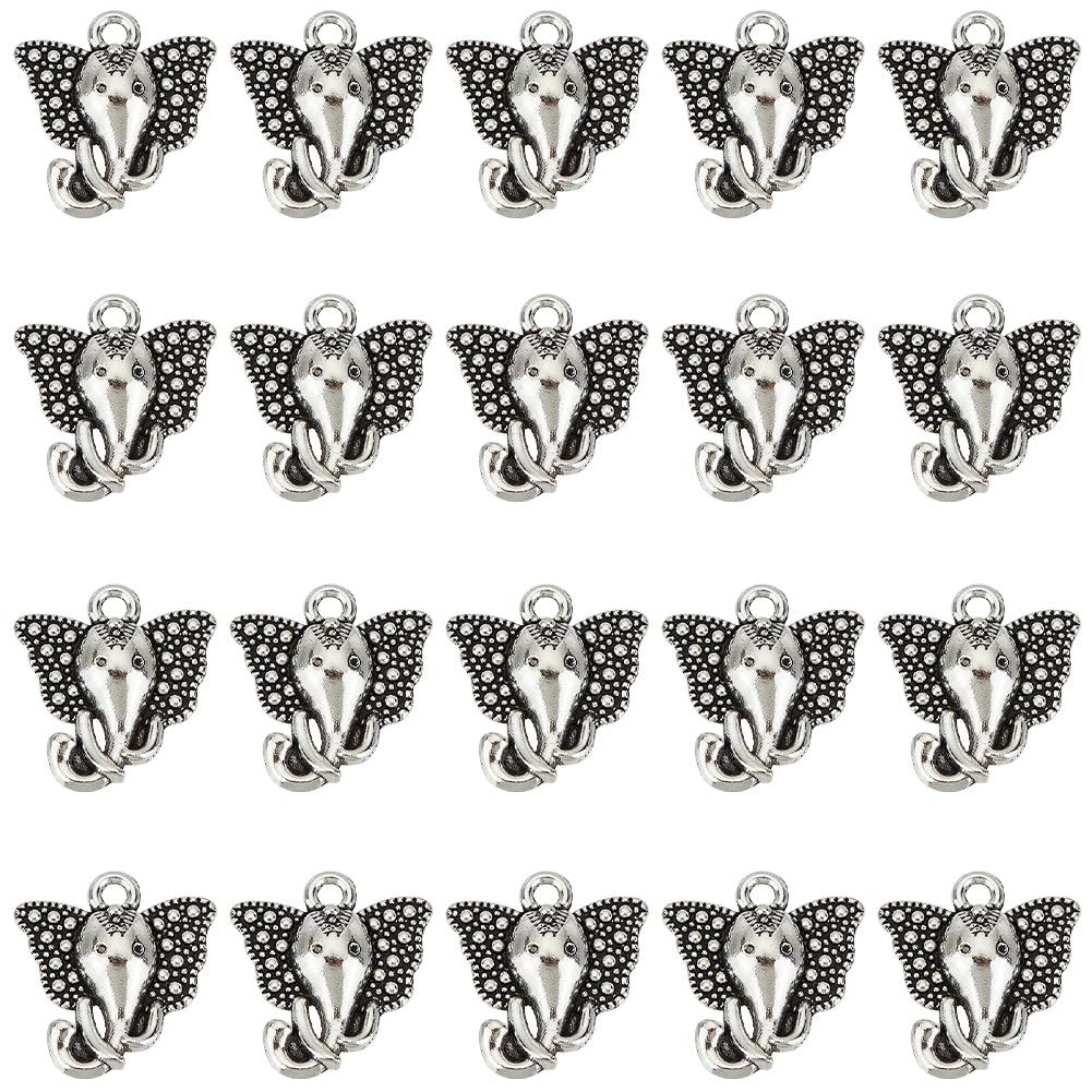 SUNNYCLUE 1 Box 160Pcs Silver Elephant Charm Small Head Vintage Animal Charms Bulk Tibetan Style Alloy Retro Lucky Charm for jewellery Making Charms Supplies DIY Necklace Bracelet Earrings Craft Adult