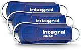 Integral 32GB USB 3.2 Gen 1 Flash Drive Courier Blue 100MB/s 3-Pack view 1