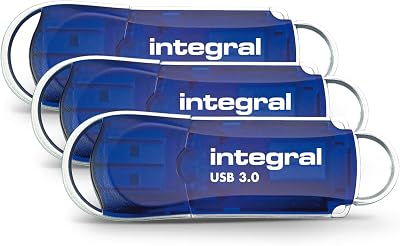 Integral 32GB USB 3.2 Gen 1 Flash Drive Courier Blue 100MB/s 3-Pack